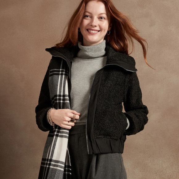 Banana Republic Sherpa Full Zip Jacket 
